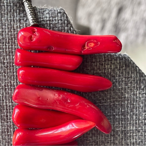 RED CORAL | Rich Red Color Full Single Strand Necklace - Picture 7 of 16